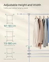 SONGMICS Double Clothes Rail Extendable Top Rail White LLR401W01 113-180 cm view 8