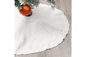 TWSANTAMAS Mini White Tree Skirt,21 Inches Knitted Christmas Tree Skirt,Christmas Tree Decorations, Farmhouse Christmas Decor Xmas Holiday Home Party Decorations
