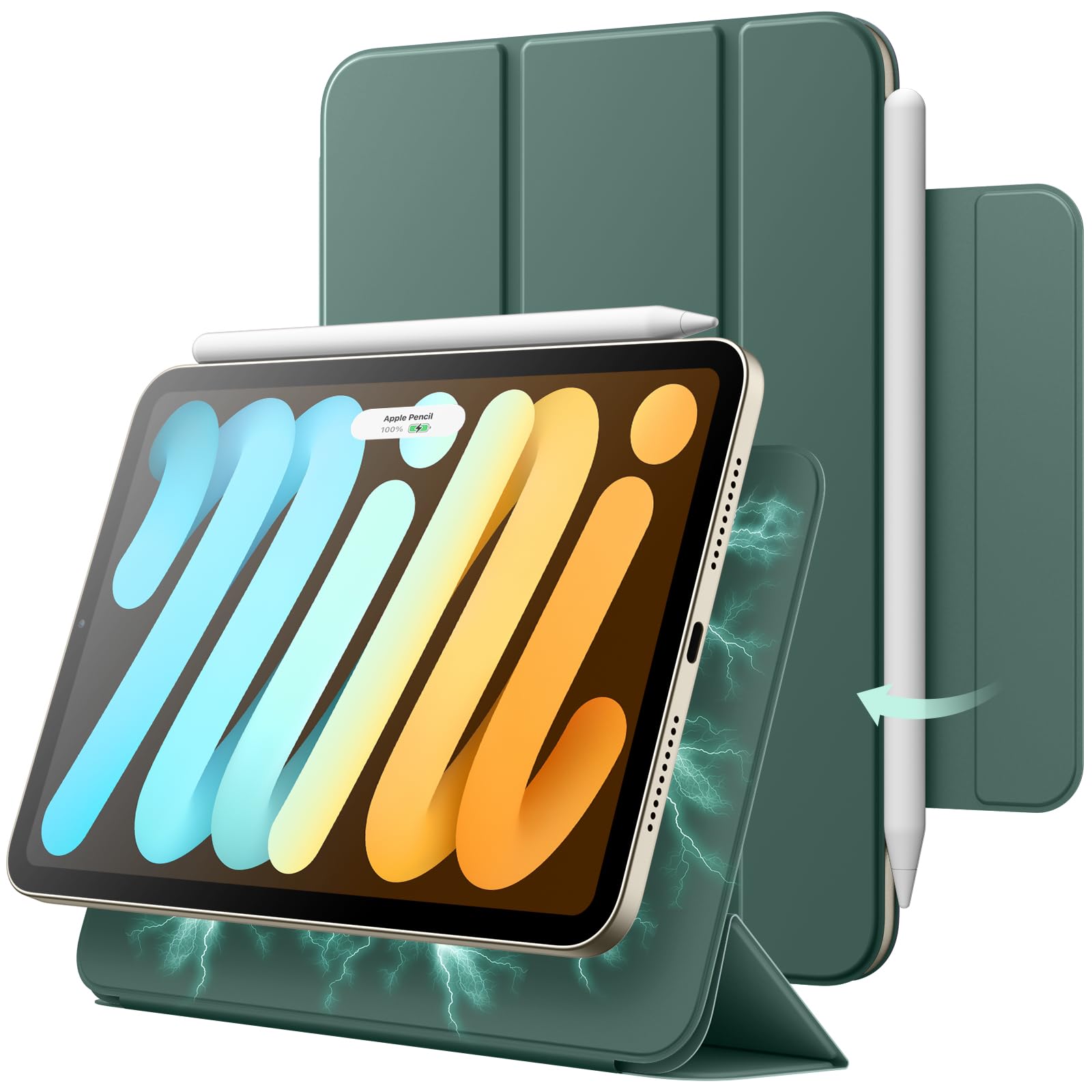 JETech Magnetic Case for iPad mini (A17 Pro, 2024 Model, 7th Generation) / mini 6 (2021 Model, 6th Generation), Magnetic Attachment, Slim Smart Tablet Cover with Auto Wake/Sleep (Misty Blue)