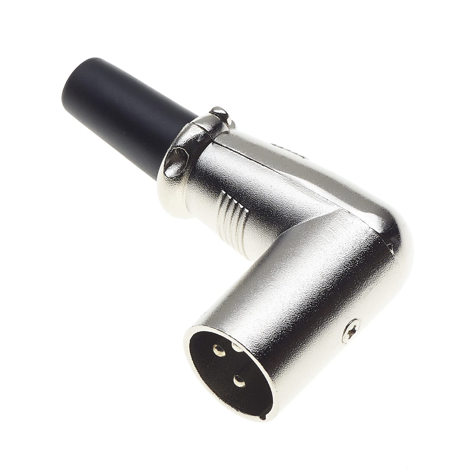 Keple Angled 3 Pole XLR Plug, 90 Degree, Black - Male Audio Mic Microphone DMX Plug Jack Plug, Angled Nicked-Plated Adapter, Cable Mount