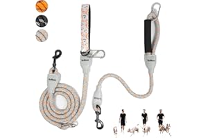 TOONOVEL Hands Free Dog Leash, 7 in 1 Multifunctional Reflective Dog Leash, Two Dog Leash No Tangle, Crossbody or Double Dog Multifunction Leash for Medium Large Dogs, Detachable Short Dog Leash (Grey)