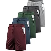 AKAWOOKO 5 Pack Men's Athletic Gym Shorts with Pockets Quick Dry Activewear Workout Running Shorts for Men