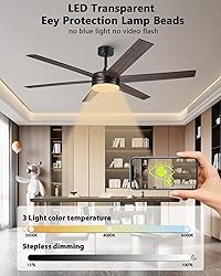 Vaczon 60 Inch Large Ceiling Fans with Lights and