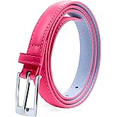 Belle Donne Belt Women, Skinny Dress Belt, Silver Polished Buckle, For Womens Clothes and Fine Dresses, Classy Style