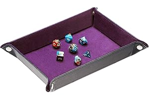 Onwon Dice Holder and Tray - Double Sided PU Leather and Velvet Folding Tray for Dice Gaming and Other Table Games (Purple)