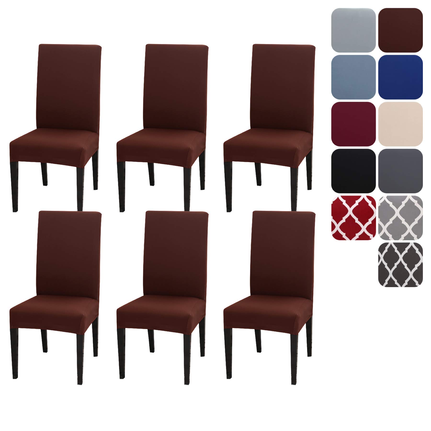 Aisprts Dining Room Chair Covers Slipcovers Set of 6, Stretch Removable Washable Dining Chair Protector Decoration Cover Seat Slipcover for Hotel, Ceremony, Banquet, Kitchen, Restaurant, Home