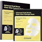 COSRX Advanced Snail Mucin Glass Glow Hydrogel Face Masks Skincare 3 EA | Collagen Face Mask, Travel Essentials & Self Care G