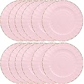 Omuriko Pink Chargers Plates Set of 12, Plastic Decorative Charge Plates for Dinner, Table Setting, Holiday, Thanksgivng, Christmas