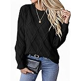 Women's Sweaters Crew Neck Pullover Cable Knit Sweaters Ribbed Casual Tops 2026 Classic Knitwear for Spring Winter