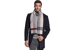 RIONA Men's Winter Cashmere Feel Australian Wool Soft Warm Knitted Scarf