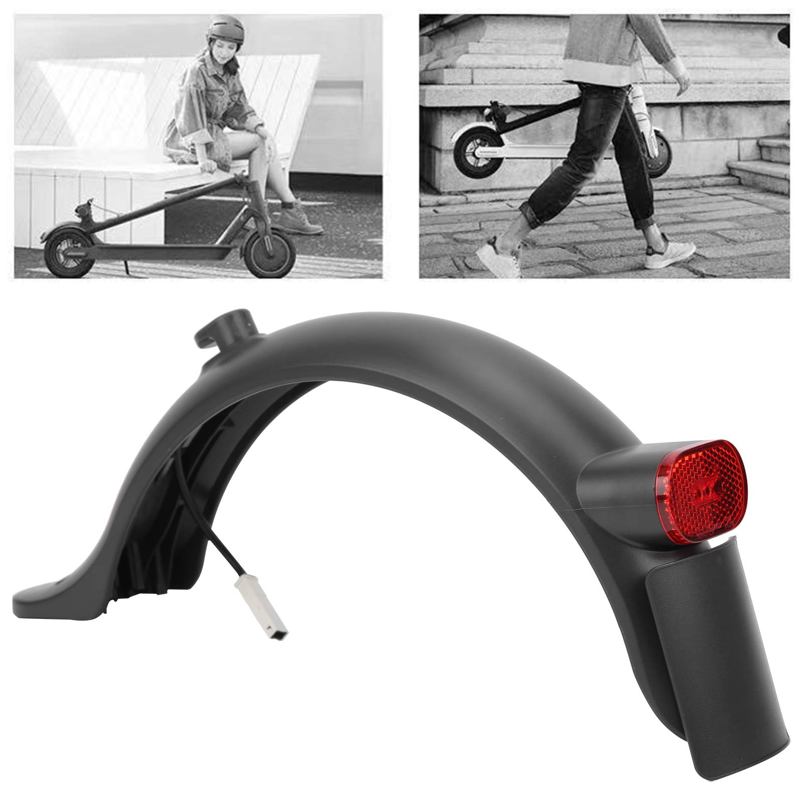 Electric Scooter Rear Fender, Strong Toughness Wear Resistance Deformation Electric Scooter Back Mudguard with LED Taillight for Rainy Day(Rear mudguard with taillight)