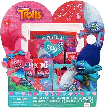 Amazon.com: Megatoys - Set de regalo, trols, tiza, burbujas, ceras, pegatinas y rompecabezas: Toys \u0026 Games