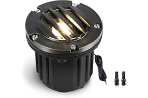 Gardenreet Brass Well Light - LED 12V Ip65 In-Ground Outdoor Landscape Lighting, Replaceable Bulb Waterproof Low Voltage Fixture, Antique Bronze for Garden Tree Pathway Without MR16 Bulb