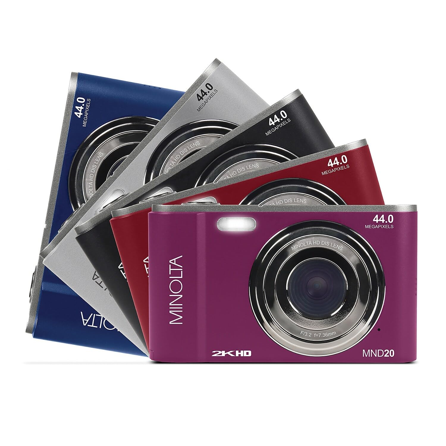 Minolta MND20 44MP Digital Camera – 2.7K Ultra HD Video, 16X Digital Zoom, Anti-Shake Stabilization, Time Lapse, Face Detection, 2.9-inch LCD Display – Lightweight Compact Camera (Blue)