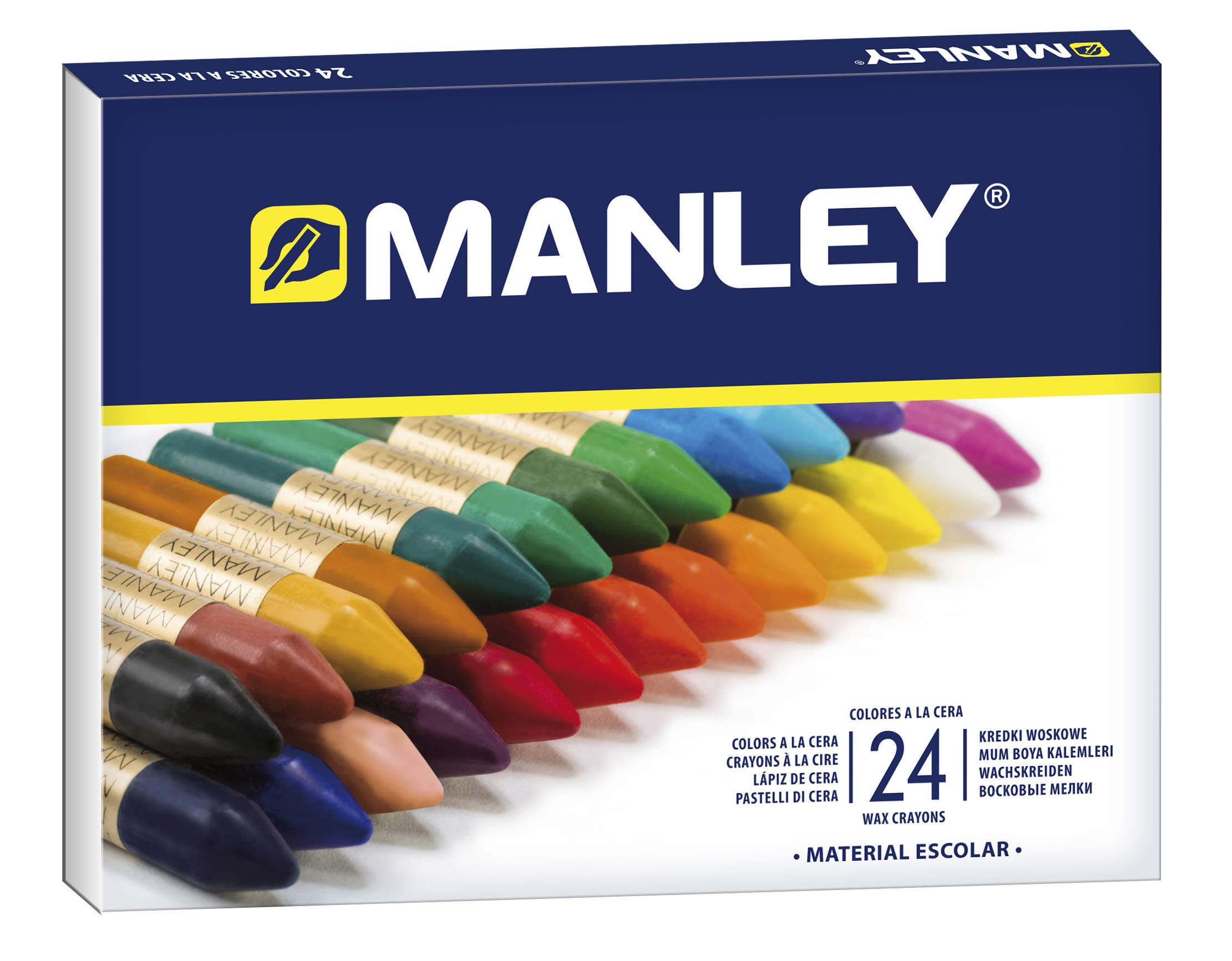 Alpino Manley Wax Crayons, 24 Units, Soft, Multicolor, Chisel Point, Ambidextrous, Coloured Pencils