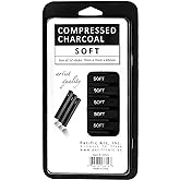 Pacific Arc Compressed Charcoal Sticks Soft 12 Pack for Drawing, Sketching, and Shading