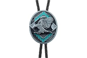 QUKE Native American Western Cowboy 3D Bald Eagle Sunset Bolo Tie Hand-woven Leather Necktie for Men Women