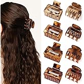 8Pcs Medium Hair Clips for Women 2 Styles Rectangle and Double Row Small Claw Clips for Thin Short Hair Leopard Print Non-slip Jaw Clips