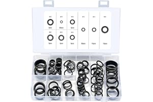 SYBDXJ 90 Pcs Metal Rubber O Ring Kit, Sealing Gasket Washer Kit, Oring Kit, Hydraulic Oil Pipe Seal Gaskets, Metric Assorted Rubber Seals O Rings Assortment Kit for A/C Plumbing Automotive
