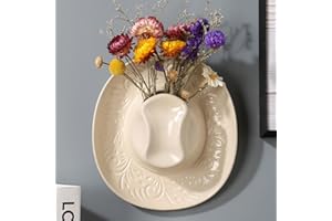 KGCCIZI Hanging Wall planters for Indoor Plants, Ceramic Cowboy Wall vases for Flowers, for Bathroom, Living Room, Office, and Home Decor.7.9 x 7.2 x 2.4IN