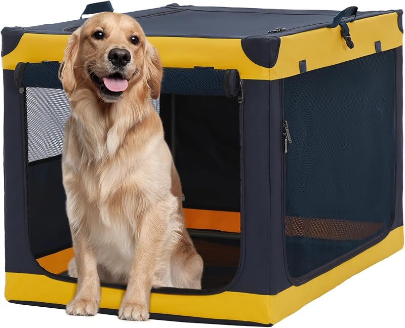 A 4 Pet Dog Travel Crate Large Foldable Soft Crate with Lockable Zipper