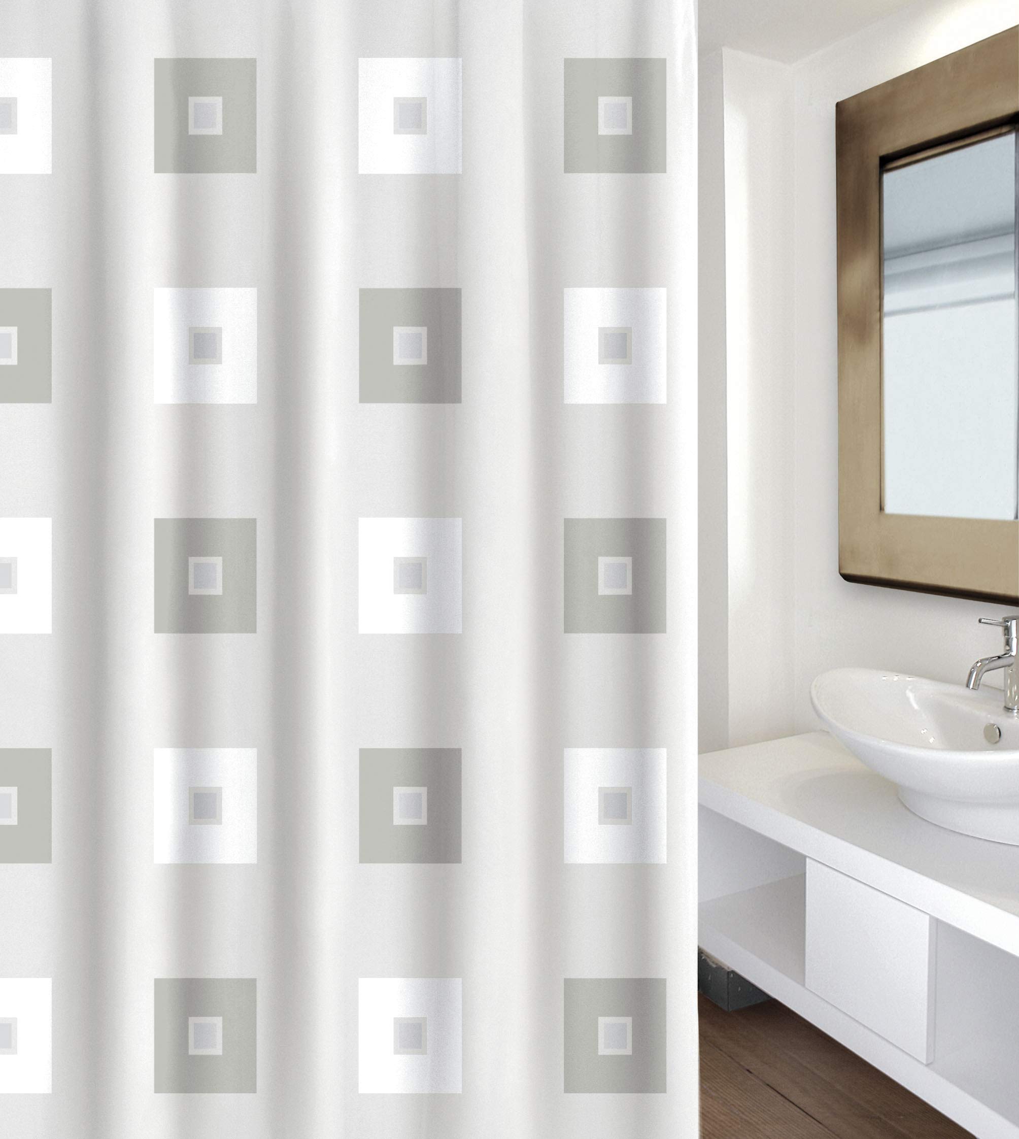 MSV "Blocks Polyester Shower Curtain, Multi-Colour, 180 x 200 cm