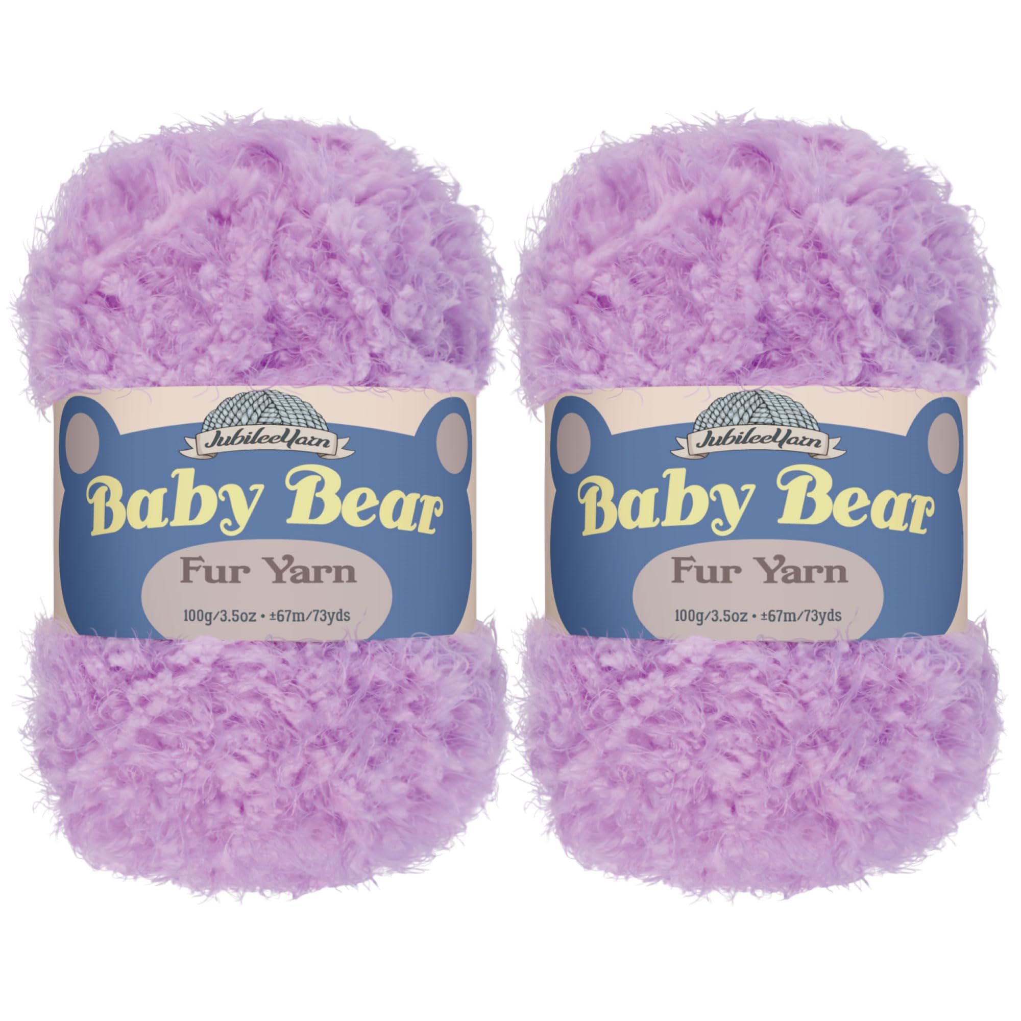 JubileeYarn Baby Bear Yarn - Chunky Weight Polyester Fur - 100g/Skein - Lavender - 2 Skeins