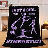Gymnastics Blanket Just A Girl Who Loves Gymnastics Soft Cozy Throw Blanket Dance Sport Yoga Decor Super Plush Warm Stuff Lightweight Fleece Flannel Blankets Gifts for Women Girls Kids Adults 50"X40"