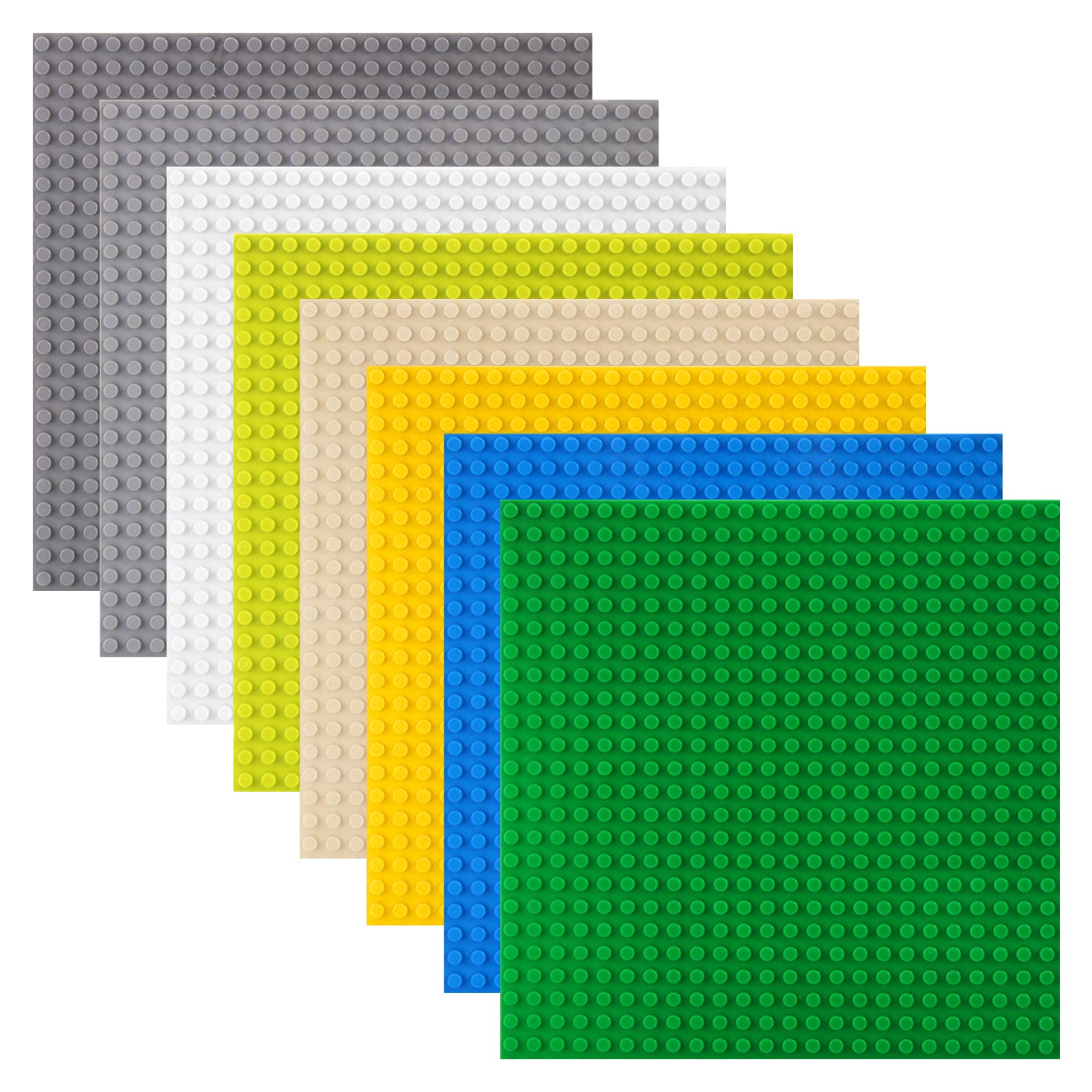 shineFinder 8 baseplate Set Building board Compatible with Lego, 7.5"x7.5", Base Plates with 24 x 24 studs, Construction Toy for Children (8 Pieces)
