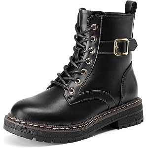 Rihero Girls Ankle Boots Boys Combat Boots Side Zipper Lace Up Toddler Kids | Unisex, Easy On/Off, Buckle, Lug Sole Slip Resi