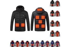 ABABC Heated Jacket for Men Women Heating Zones Long Sleeve Washable Hooded Jackets Usb Winter Unisex Body Warm Coats