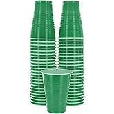 Amcrate Disposable Green Cups, 12oz - Strong & Sturdy, 50 Pack for Party, Wedding, Christmas & Halloween