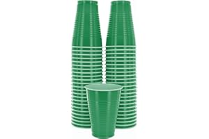 Amcrate Disposable Green Cups, 12oz - Strong & Sturdy, 50 Pack for Party, Wedding, Christmas & Halloween
