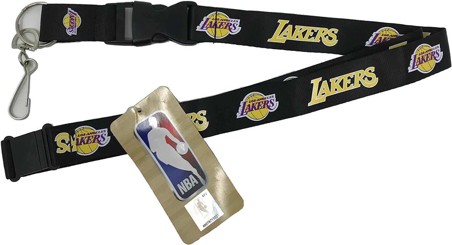 NBA Los Angeles Lakers Black Keychain Lanyard ID Badge Holder, Detachable Clip