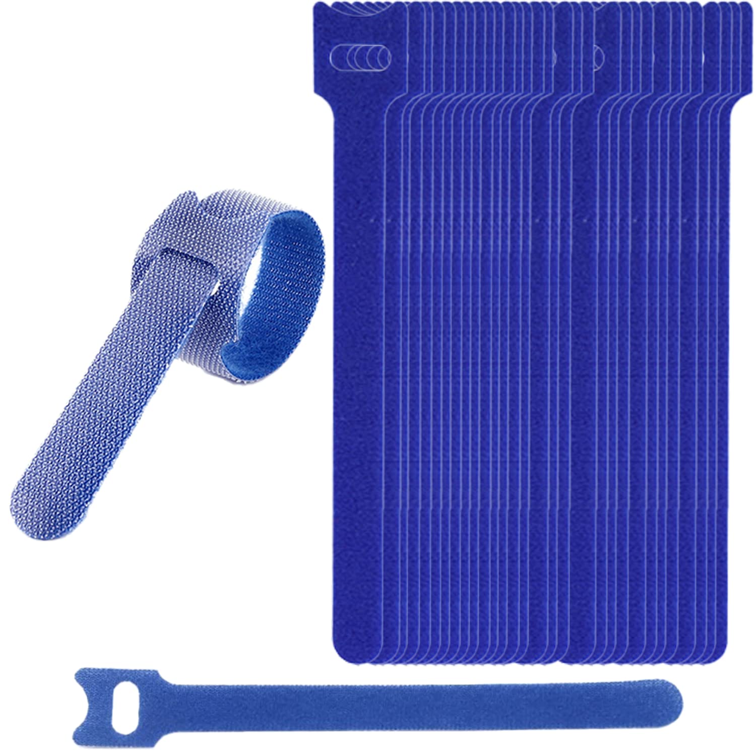 30PCS Adjustable Reusable Cable Ties Straps 12mmx150mm Hook and Loop Long Cable Straps Ties for Cable Management, Wire Tidy, Cord Organiser (Blue)