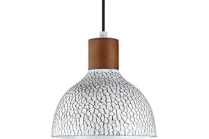 RAINLIGHTING 1 Light 8.3” Vintage Pendant Light Fixtures,Industrial Hammer Metal Hanging Light Rubber Wood Black Finish Pendant Lamp for Kitchen Island,Farmhouse Dining Room Over Sink