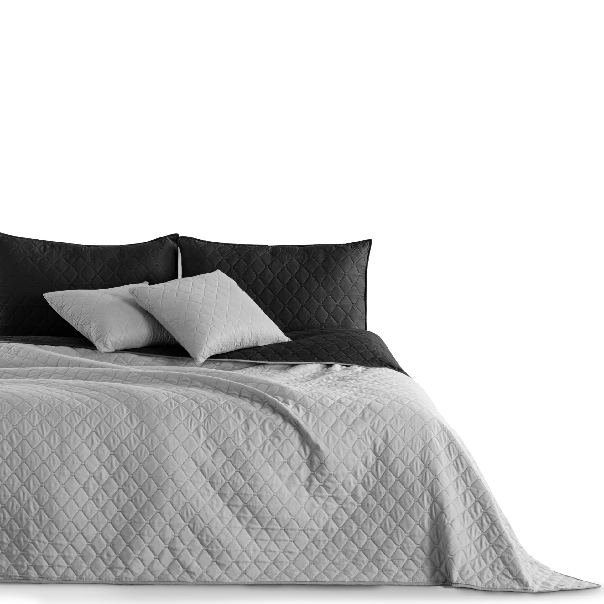 DecoKing Black steel silver, anthracite grey bedspread, two-sided quilting, Axel, Polyester, silver black, 200x220 cm