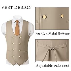 Aowdoy Men's Suits 3 Piece Slim Fit Tuxedo Suit One