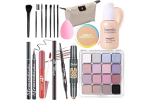 YBUETE Makeup Set Full Kit for Girls Teens Women, Makeup Present Set, Includes Eyeshadow, Foundation, Blusher, Eyebrow Pencil, Mascara, Eyeliner, Brushes, Lip Gloss, Sponge, Cosmetic Bag