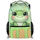 Wedinosaurnes Backpack for Kids, Frog Bookbag, 17 Inch Cute Girls Schoolbag for Gift, Casual Book Bag for Preschool Elementary Kindergarten School Travel Camping