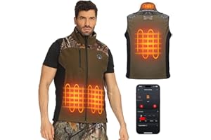 KEMIMOTO Mens Heated Camo Vest with 12V 20000mAh Battery, Silent Fabric for Hunting Hiking