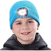MELASA LED Beanie for Kids, USB Rechargeable Hand Free Hat with Light Winter Night Gifts for Kids Boys Girls in Dark Outdoor