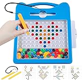 Svance Magnetic Drawing Board for Kids, Toddler Magnet Doodle Board with Beads and 2 Pens, Magnetic Dot Art Toys, Airplane Car Travel Activities (Blue Cat)