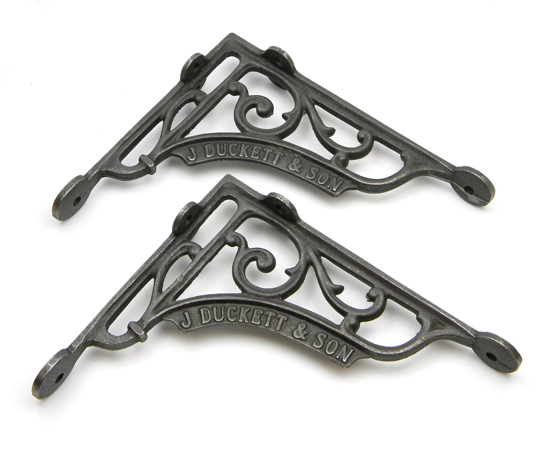 Pair of Cast Iron J Duckett & Son Shelf Brackets 190mm x 170mm / 7.5" x 6.75"