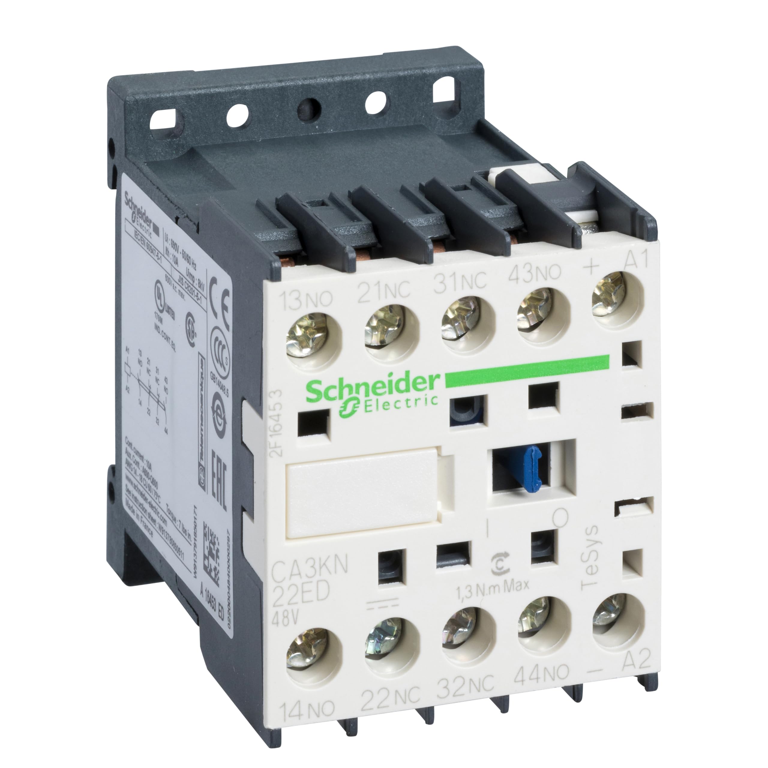 Schneider CA3KN22ED TeSys K DC Coil Control Relay, 48 V, White