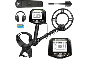 GREENREX Metal Detector for Adults Professional, Waterproof Pinpoint, High Accuracy Gold and Silver Detection, Underwater and Beach Use, 10'' IP68 Coil, Bigger LCD, New Advanced DSP Chip, Black