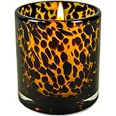 Scented Glass Candle Holder Tortoise Shell Decor Tea Light and Votive Holder Vintage Cheetah Decor for Table Centerpieces Farmhouse Party Wedding Shower Holiday Birthday