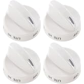 GYOFFULL 316442512 Stove Knob White Gas Oven Range Control Assembly (4PACK) | Compatible with Frigidaire, Kenmore, Sears Burner