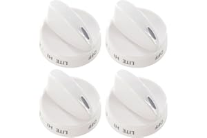 GYOFFULL 316442512 Stove Knob White Gas Oven Range Control Assembly Compatible with Frigidaire, Kenmore, Sears Burner (4PACK)