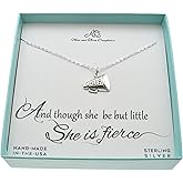 Cheer Megaphone Charm Women Pendant in Sterling Silver | Handmade 18 Inch Cable Chain | And Though She Be But Little She Is Fierce | Gift for Her